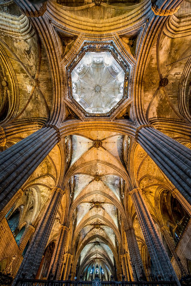 Interior of the Cathedral of Barcelona, Barcelona, Spain.
